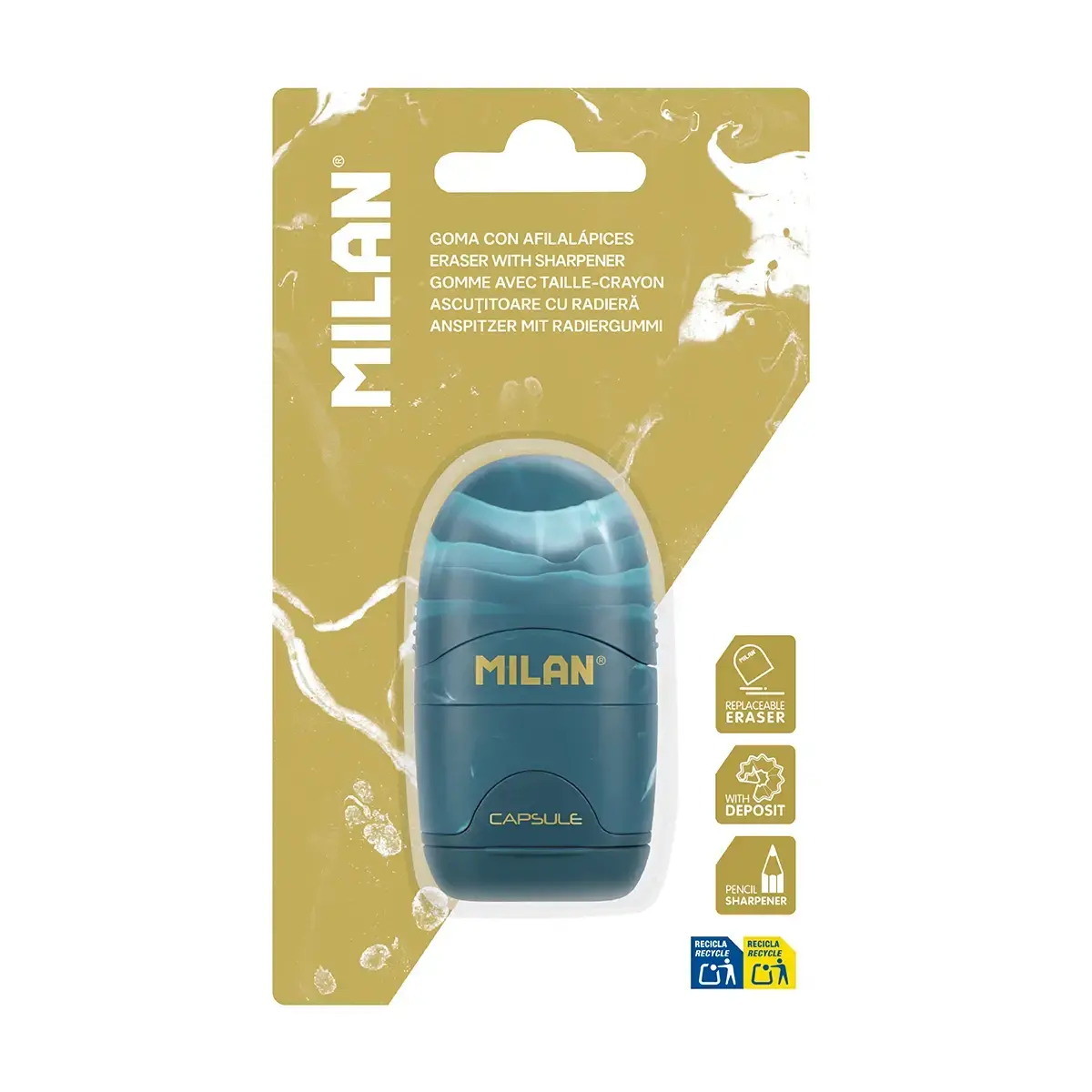 Blister gomme avec taille-crayon CAPSULE Lava