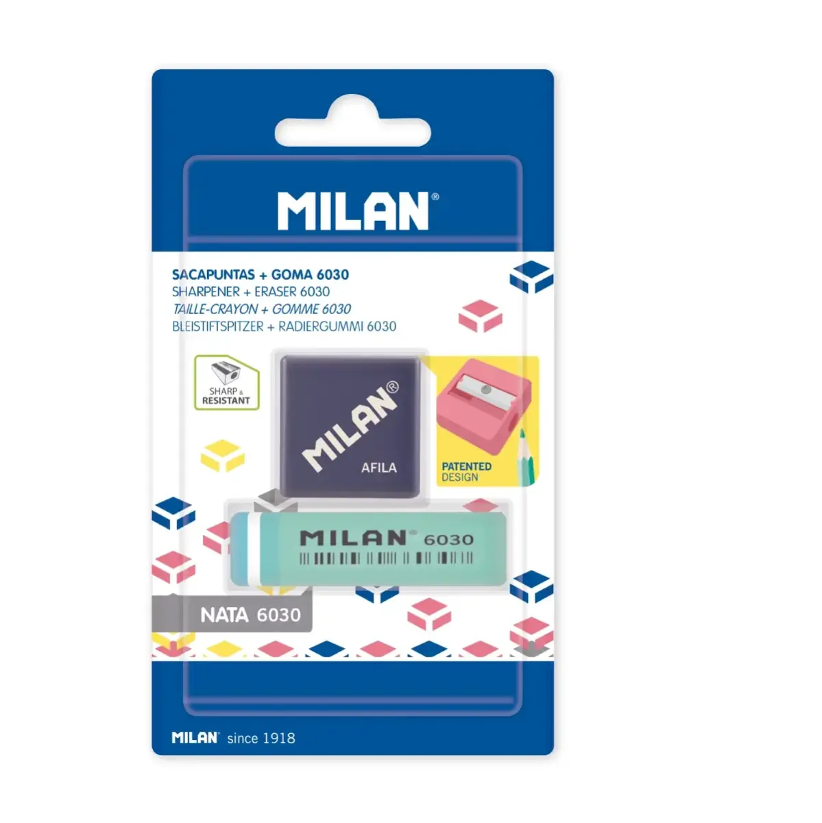 Blister 1 taille-crayons AFILA + 1 gomme 6030