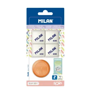 Blister 1 taille-crayons SPIN New Look + 4 gommes 430