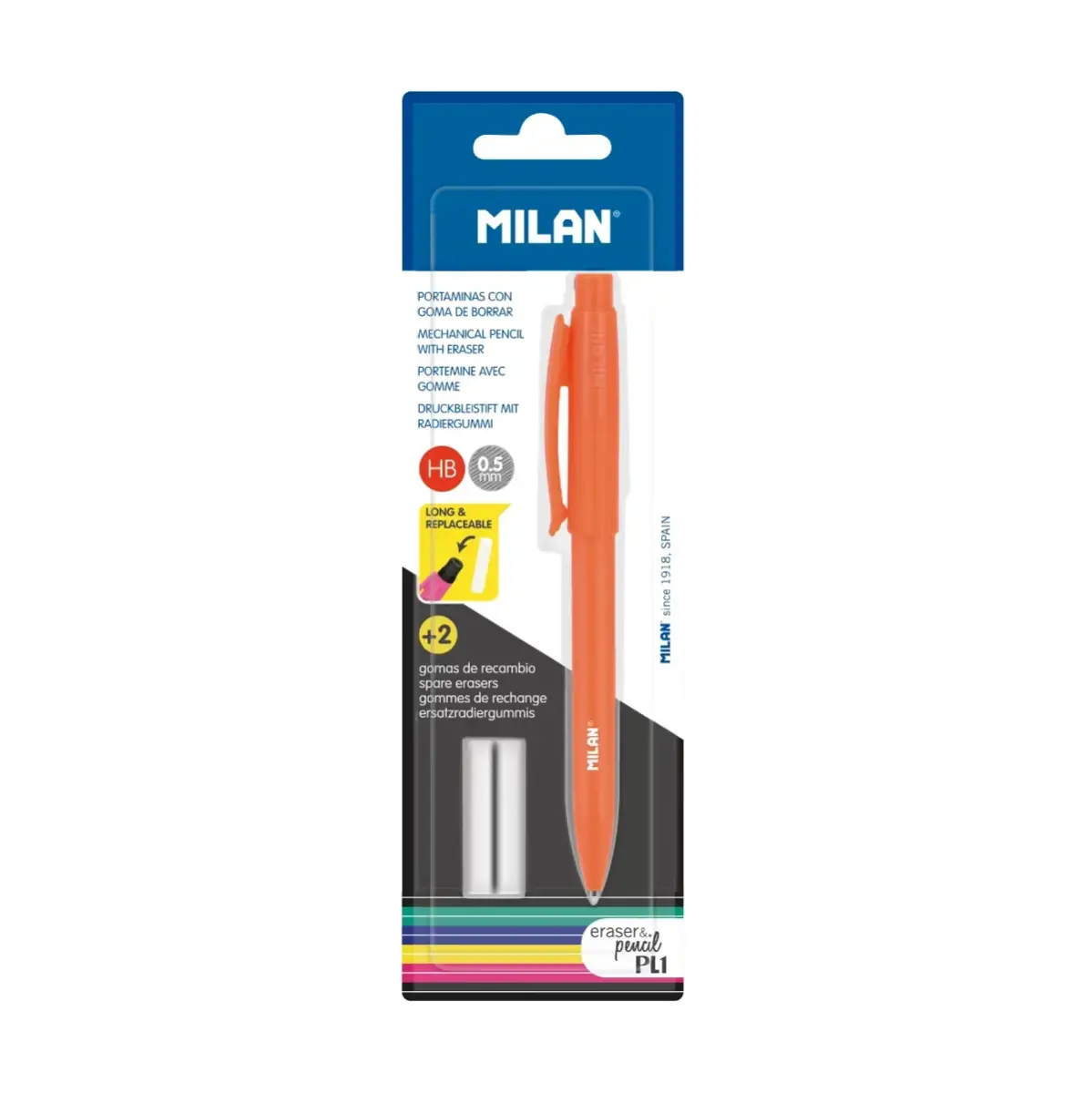Blister porte-mines PL1 0,5 mm + 2 recharges gommes