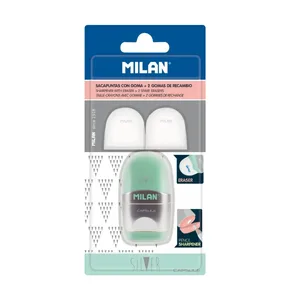 Blister gomme avec taille-crayons CAPSULE Silver + 2 recharges gommes