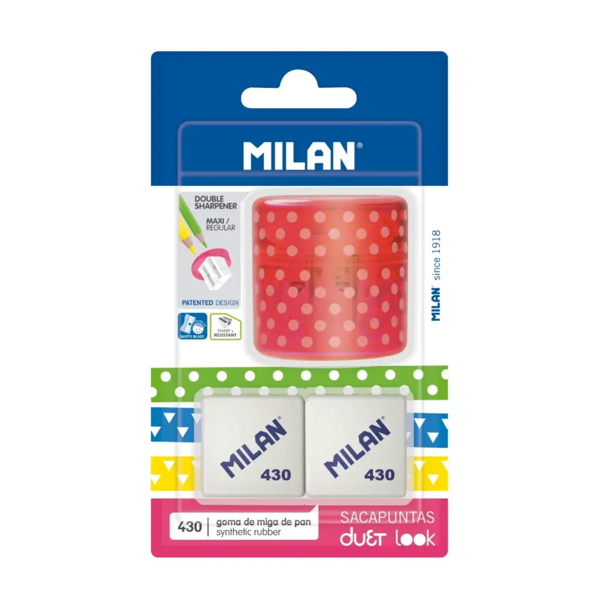 Blister taille crayons DUET Look rose + 2 gommes 430