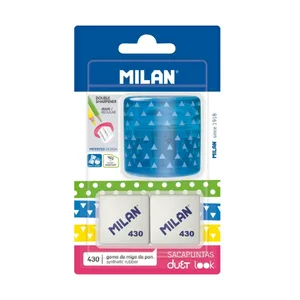 Blister taille-crayons DUET Look bleu + 2 gommes 430