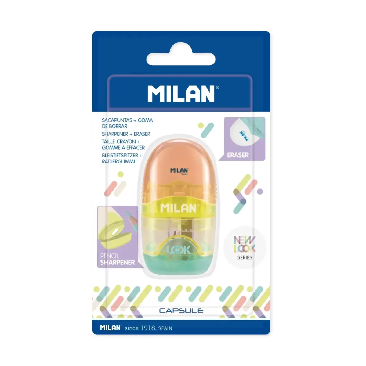 Blister gomme avec taille-crayons CAPSULE série New Look