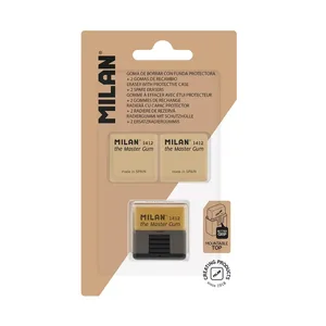Blister gomme MASTER GUM (spécial pour les beaux-arts) avec étui rigide+ 2 gommes de rechange