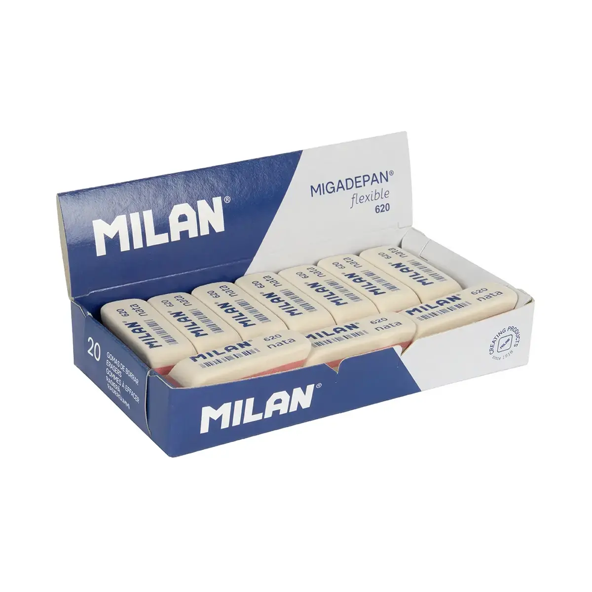 Boîte 20 gommes nata® 620 biseautées petites