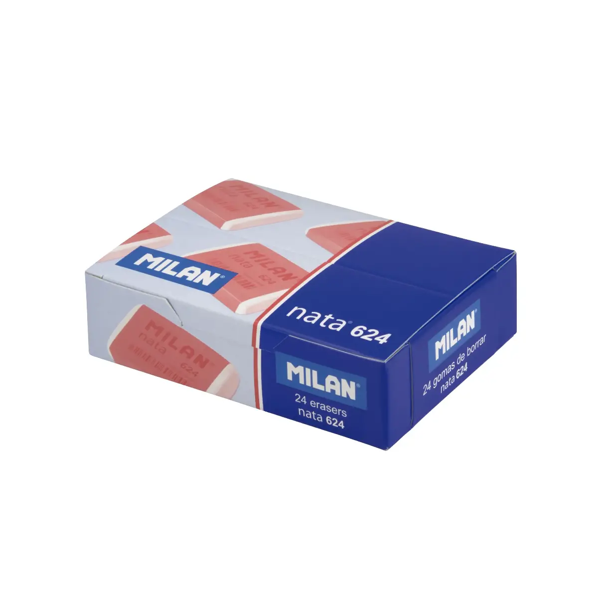Boîte 24 gommes nata® 624 avec bande de cellophane rose
