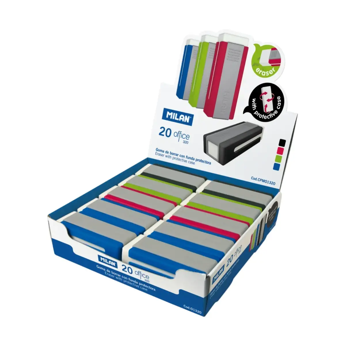 Boîte présentoir 20 gommes nata® 320 avec étui Office