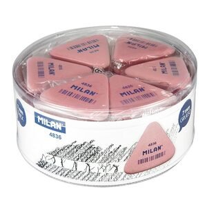 Pot 36 gommes 4836 en caoutchouc synthétique flexibles triangulaires,couleur rose (emballées individuellement)