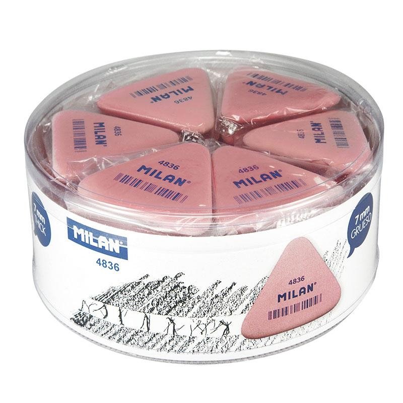 Pot 36 gommes 4836 en caoutchouc synthétique flexibles triangulaires,couleur rose (emballées individuellement)
