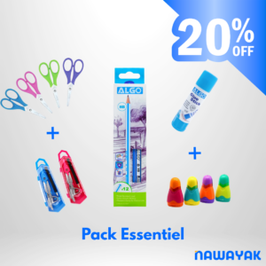 Pack Fournitures Scolaires Complet – Boîte Crayon HB, 2 Compas, 4 Ciseaux, 4 Taille-Crayons, Colle Stick 21g